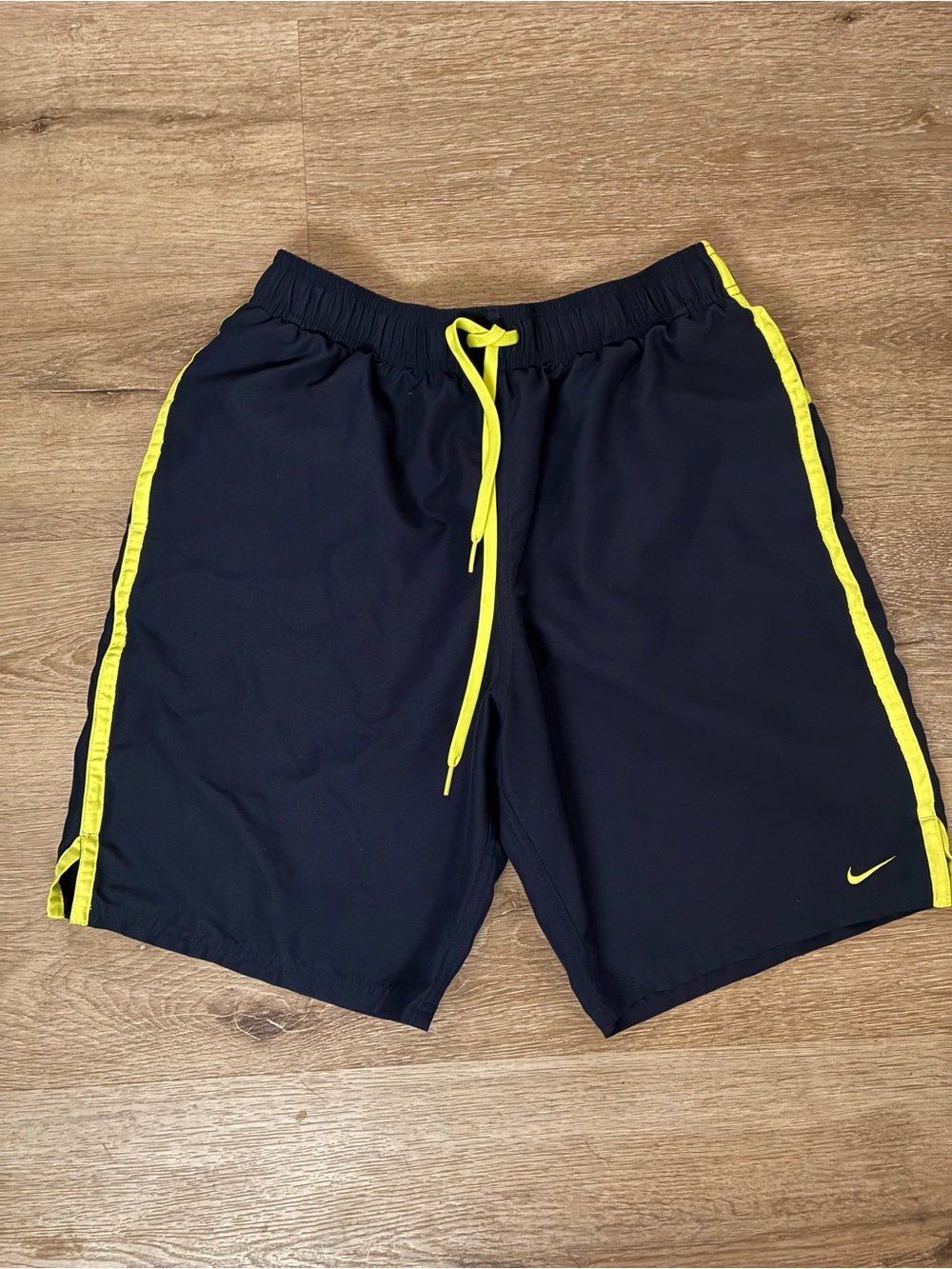 Nike Blue Shorts with Neon Yellow Trim